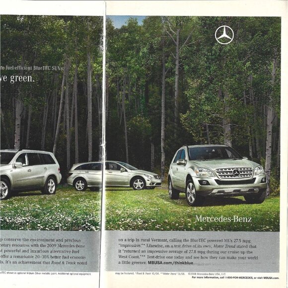 Mercedes Benz BlueTEC SUV Automobile 2000s Vintage Print Ad 2 PAGE 10 inch - Picture 2 of 2